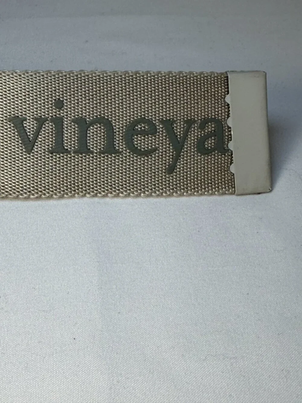VINEYARD VINES On The Go Belt Metal Ring Gray Beige XS NWOT